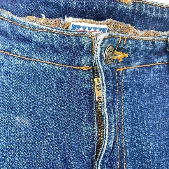 VINTAGE 90s Watch LA Denim Blue Jeans Y2K Pinstripe Size Jrs 19/20 70s style USA - Picture 6 of 14